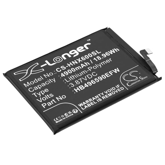 Battery for Honor X8 5G 2022 24023623, HB496590EFW 3.87V Li-Polymer 4900mAh / 1