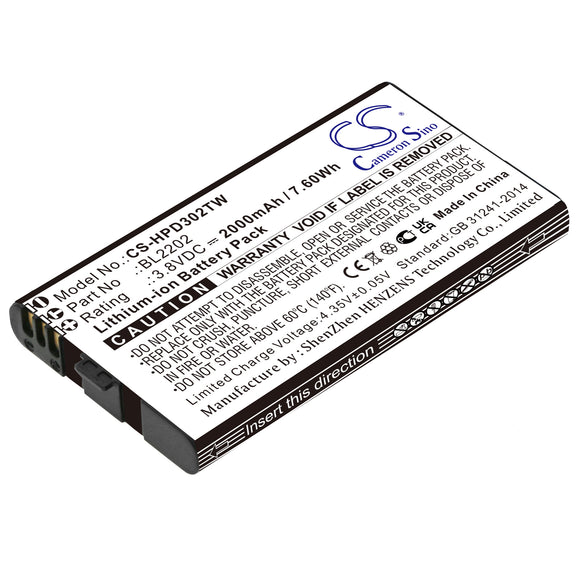 Battery for Hytera BD300 BL2202 3.8V Li-ion 2000mAh / 7.60Wh
