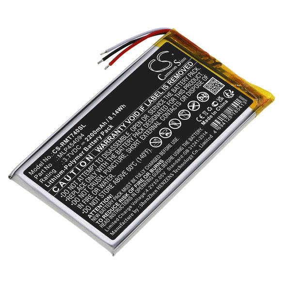Battery for Rand McNally TND-740 MLP454094 3.7V Li-Polymer 2200mAh / 8.14Wh