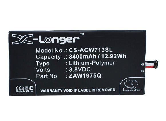 Battery for Acer A1-713HD Aprilia, ZAW1975Q, ZAW1975Q 1/ICP3/61/127, ZWA1975Q 3.