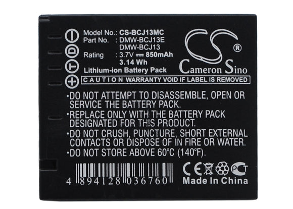 Battery for Panasonic Lumix DMC-LX5 DMW-BCJ13, DMW-BCJ13E, DMW-BCJ13PP 3.7V Li-i