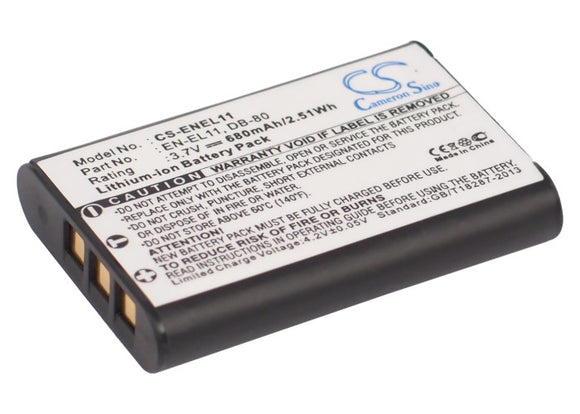 Battery for Pentax Optio S1 D-Li78 3.7V Li-ion 680mAh / 2.5Wh