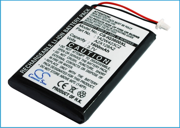 Battery for Garmin iQue 3600 1A2W423C2, A2X128A2 3.7V Li-ion 1600mAh