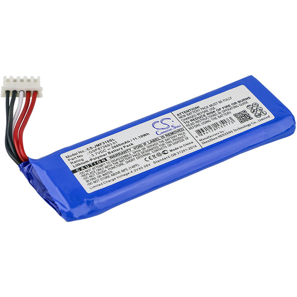 Battery for JBL Flip 4 GSP872693 01 3.7V Li-Polymer 3000mAh / 11.10Wh