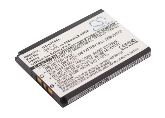Battery for Sony Ericsson J220i BST-37 3.7V Li-ion 650mAh / 2.41Wh