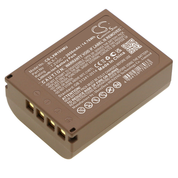 Battery for Olympus OM-1 Mirrorless BLX-1 7.2V Li-ion 2050mAh / 14.76Wh