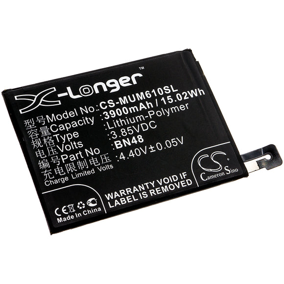 Battery for Redmi Note 6 Pro Global Dual SIM BN48 3.85V Li-Polymer 3900mAh / 15.