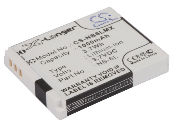 Battery for Canon IXUS 300HS NB-6L, NB-6LH 3.7V Li-ion 1000mAh / 3.70Wh