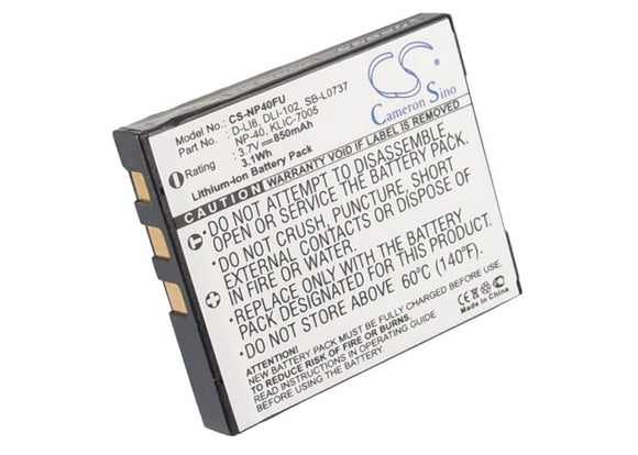 Battery for Pentax Optio W10 D-LI8, D-Li85 3.7V Li-ion 850mAh / 3.15Wh