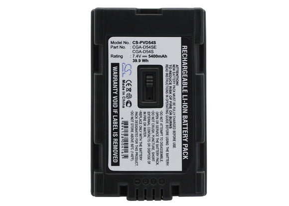 Battery for Panasonic AG-DVC62 CGA-D54, CGA-D54S, CGA-D54SE, CGA-D54SE/1B, CGA-D