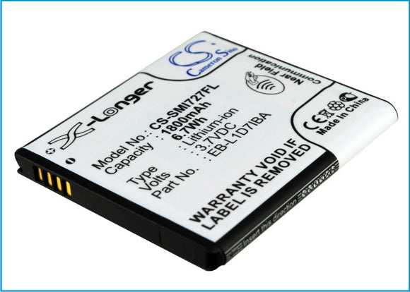 Battery for AT&T Galaxy S2 Skyrocket 4G EB-L1D7IBA 3.7V Li-ion 1800mAh / 6.66Wh
