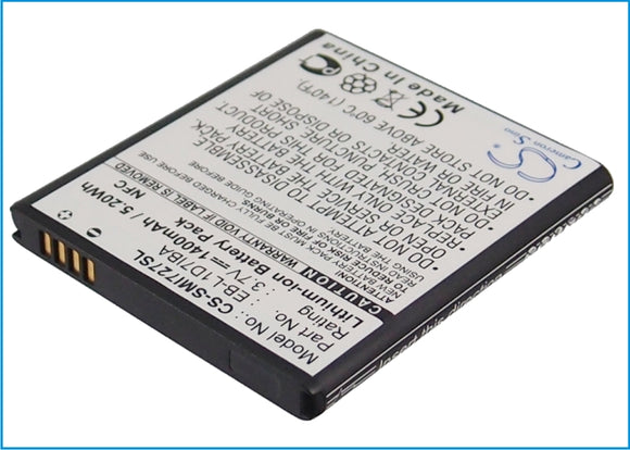 Battery for AT&T Galaxy S 2 Skyrocket 4G EB-L1D7IBA 3.7V Li-ion 1400mAh / 5.18Wh