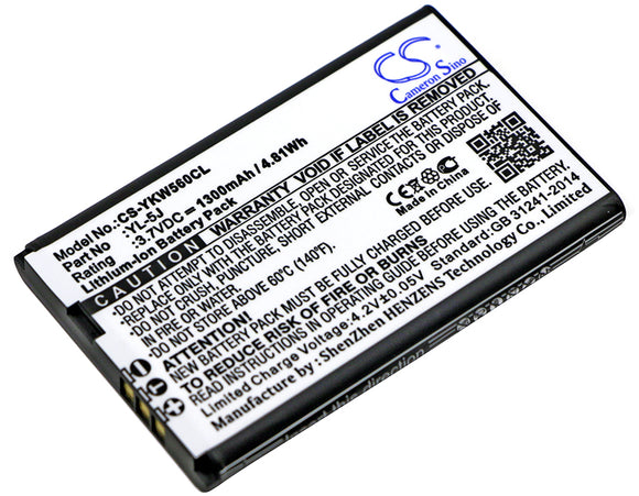 Battery for Yealink One Talk IP DECT YL-5J 3.7V Li-ion 1300mAh / 4.81Wh