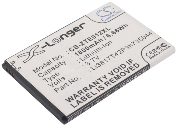 Battery for AT&T Compel Li3817T42P3h735044 3.7V Li-ion 1800mAh / 6.66Wh
