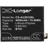 Battery for Acer Liquid Z6 Plus ATL456579, BT61 3.85V Li-Polymer 4000mAh / 15.4