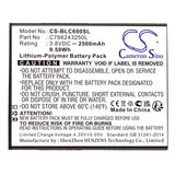 Battery for BLU C0090P C766243250L 3.8V Li-Polymer 2500mAh / 9.50Wh