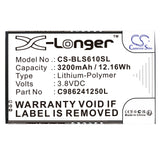 Battery for BLU Studio Mega C986241250L 3.8V Li-Polymer 3200mAh / 12.16Wh