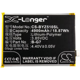 Battery for BBK VIVO Z5x Standard Edition B-G7 3.85V Li-Polymer 4900mAh / 18.87