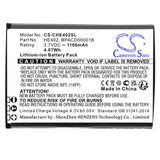 Battery for Nokia 5710 BPACD00001B, HE402 3.7V Li-ion 1100mAh / 4.07Wh