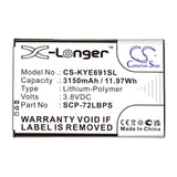 Battery for Kyocera DuraForce Pro 2 5AAXBT122JAA, SCP-72LBPS 3.8V Li-Polymer 31