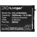 Battery for LG W30 Q6322 3.85V Li-Polymer 3950mAh / 15.21Wh