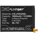 Battery for LG LMK525BMW BL-T51, EAC64788701 3.87V Li-Polymer 3900mAh / 15.09Wh