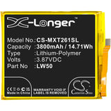 Battery for Motorola XT2061-1 LW50, SB18C62948 3.87V Li-Polymer 3800mAh / 14.71