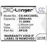 Battery for Nokia C3 2020 SP330 3.85V Li-ion 2950mAh / 11.36Wh