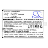 Battery for NEWLAND SP600 BL74V20L 7.4V Li-ion 2000mAh / 14.80Wh