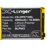 Battery for OPPO R2111B BLP843 3.87V Li-Polymer 4900mAh / 18.96Wh