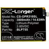 Battery for OPPO PCLM50 BLP755 3.85V Li-Polymer 3800mAh / 14.63Wh