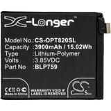 Battery for Oneplus 8 Pro 5G BLP759 3.85V Li-Polymer 3900mAh / 15.02Wh