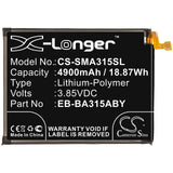 Battery for Samsung SM-A310F-DS EB-BA315ABY 3.85V Li-Polymer 4900mAh / 18.87Wh
