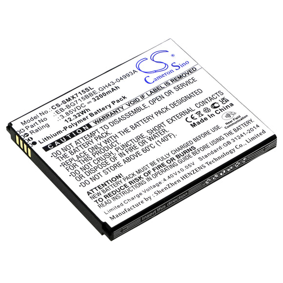 Battery for Samsung SM-G715U EB-BG715BBE, GH43-04993A 3.85V Li-Polymer 3200mAh 