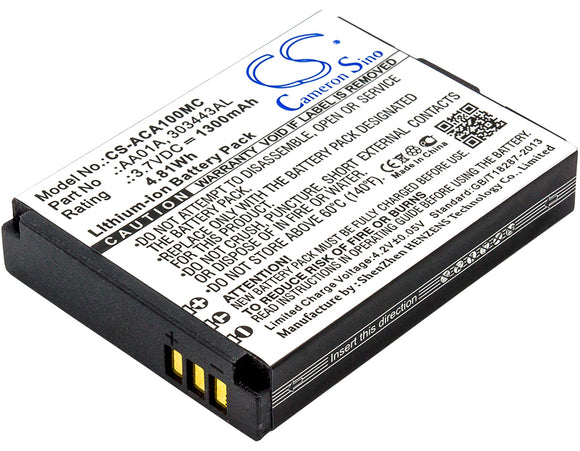 Battery for ACTIVEON LKA10W-B 303443AL, AA01A 3.7V Li-ion 1300mAh / 4.81Wh
