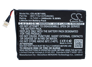 Battery for Acer Iconia Tab B1 BAT-715(1ICP5/60/80), KT.00103.001 3.7V Li-ion 24