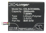 Battery for Acer V380 BAT-A10, BAT-A10(1ICP4/58/71), KT.0010S.010 3.8V Li-Polyme