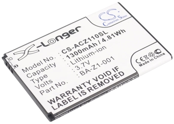 Battery for Acer Liquid Z2 BA-Z1-001, BA-Z1-003 3.7V Li-ion 1300mAh / 4.81Wh