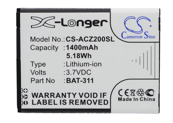 Battery for Acer Z200 BAT-311, BAT-311(1ICP5/43/55), KT.0010S.011 3.7V Li-ion 12