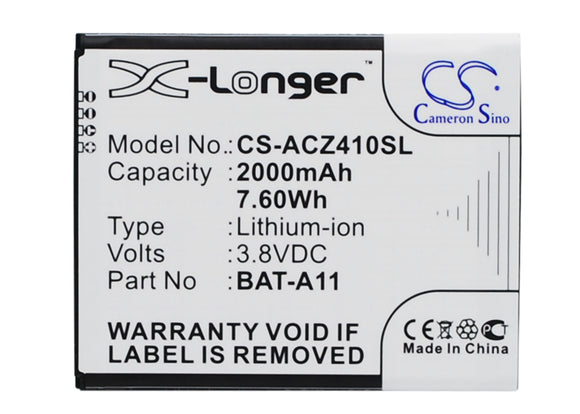 Battery for Acer TM01 BAT-A11, BAT-A11(1ICP5/51/62), KT.0010K.007 3.8V Li-ion 20