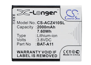 Battery for Acer Liquid Z410 BAT-A11, BAT-A11(1ICP5/51/62), KT.0010K.007 3.8V Li