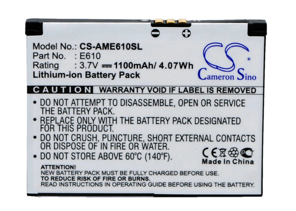 Battery for Orange SPV E610 3.7V Li-ion 1100mAh