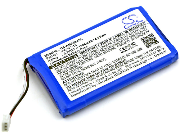 Battery for AMX Mio Modero remote controls 54-0148-SA, FG147-10, MIO-RBP 3.7V Li