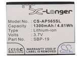 Battery for O2 XDA Zest SBP-19 3.7V Li-ion 1300mAh / 4.81Wh