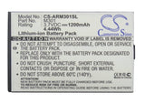Battery for AURO M301 M301 3.7V Li-ion 1200mAh