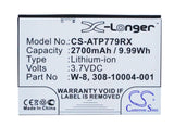 Battery for AT&T AirCard 810 308-10004-01, W-8 3.7V Li-ion 2400mAh / 8.88Wh