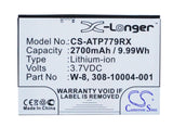 Battery for AT&T Unite Express 308-10004-01, W-8 3.7V Li-ion 2400mAh / 8.88Wh