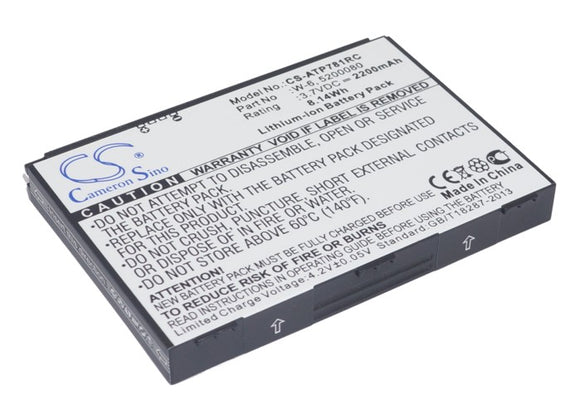 Battery for AT&T Unite Pro 4G 5200080, W-6 3.7V Li-ion 2200mAh / 8.14Wh