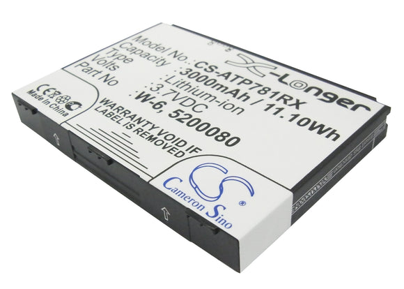 Battery for AT&T Unite Pro 4G LTE 5200080, W-6 3.7V Li-ion 2400mAh / 8.88Wh