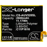 Battery for Asus V520KL 0B200-02480000, C11P1616 3.85V Li-Polymer 2900mAh / 11.1